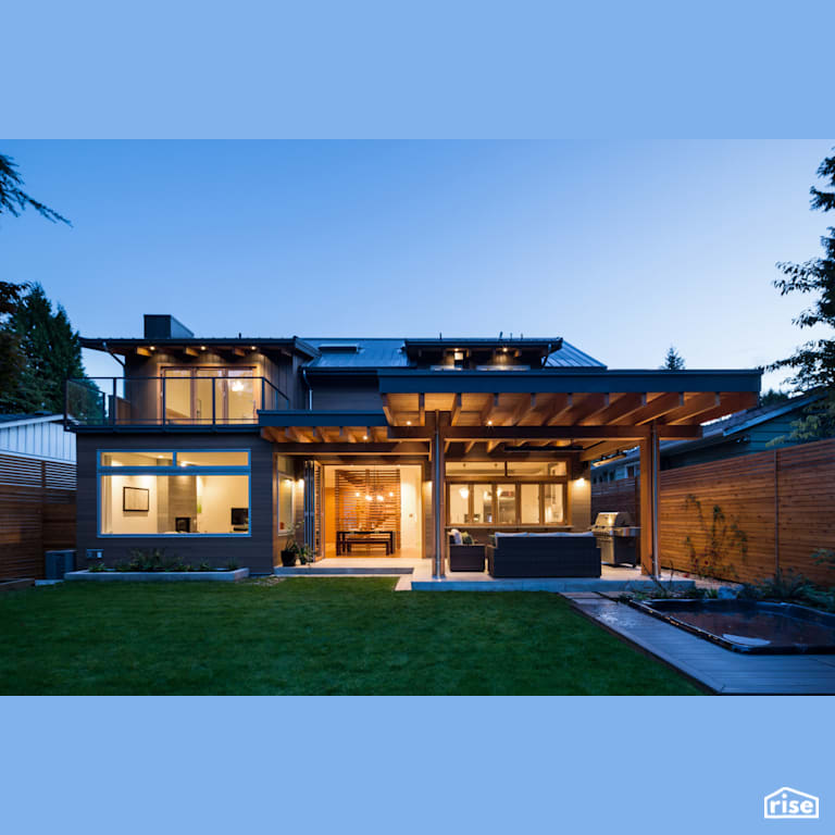 Beautiful Backyard with Clapboard Wood Siding by Synthesis Design