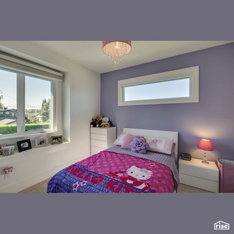 Burnaby Tranquility - Bedroom with Ceiling Light by Clay Construction
