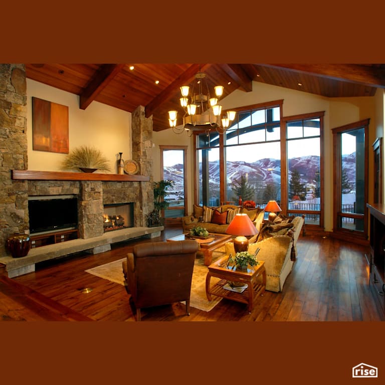 Living room with lots of natural light with Integrated LED by Alpen High Performance Products