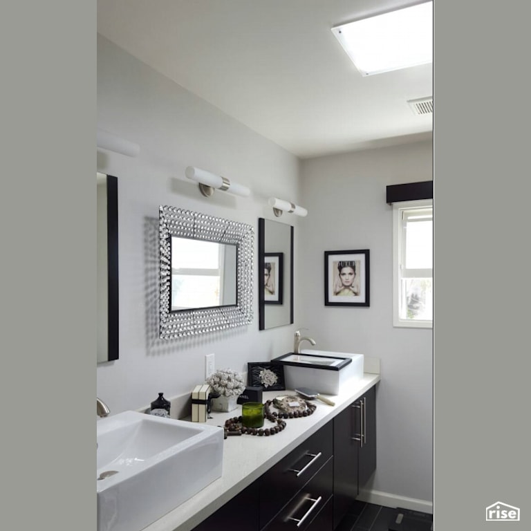Modern Bath with JustFrost Square with Tubular Skylight by Solatube International, Inc.