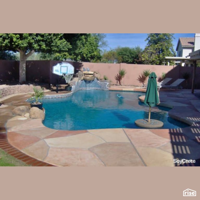 SoyCrete concrete stain around pool with Concrete Stain by Eco Safety Products