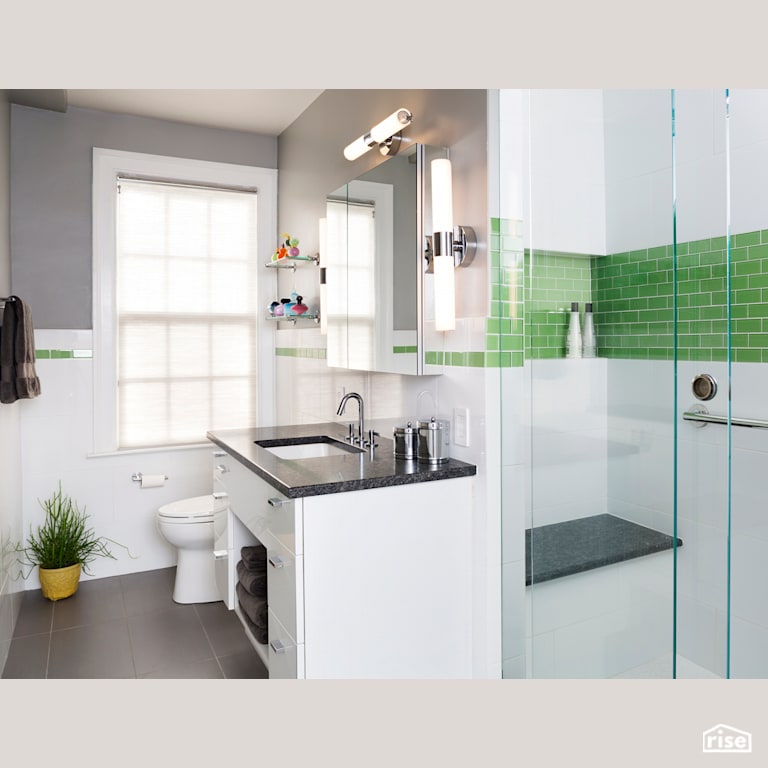 Bright and Fun Bathroom Remodel with Ultra High Efficiency Toilet [UHET] by Case Design/Remodeling