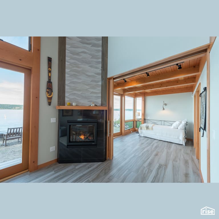 Camano Island Beach House with Gas Fireplace by FabCab Inc