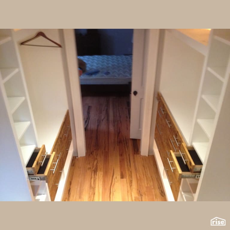 Regina Terrace - Closet with FSC Certified Wood Cabinet by Brad Goodsell Design | Build Inc