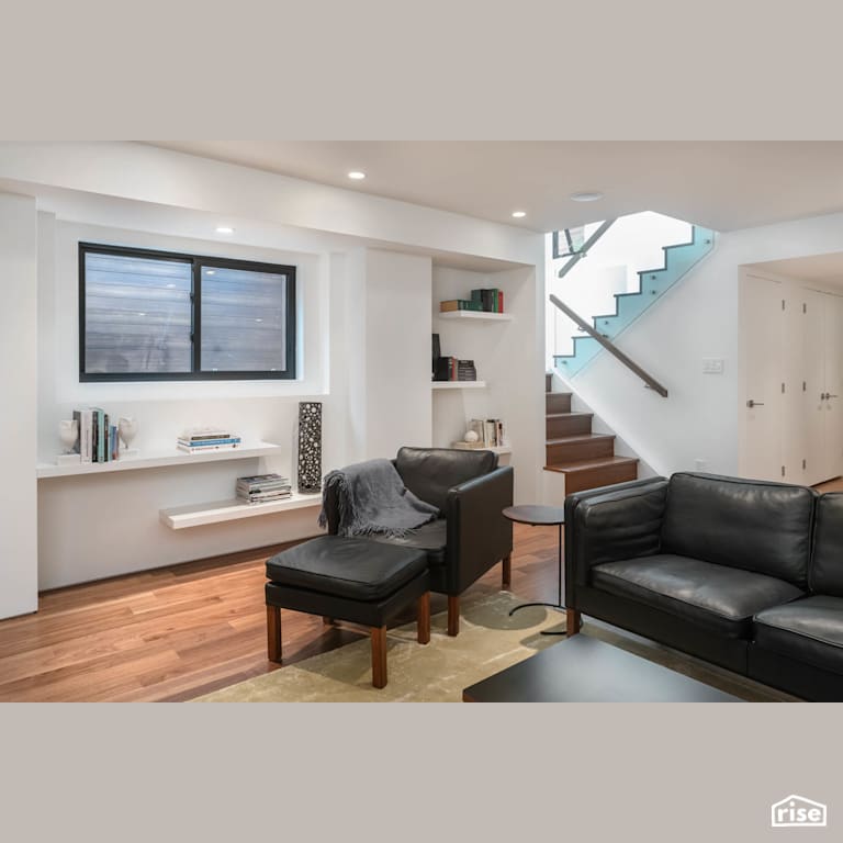 Fort Langley Modern Blend - Family Room with Integrated LED by My House Design/Build Team Ltd.