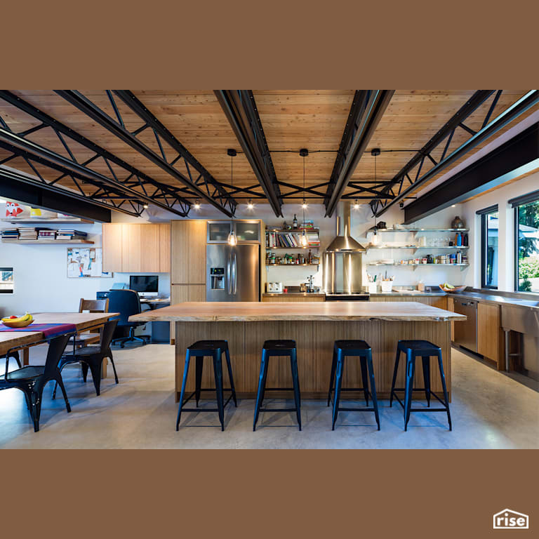Kitchen with Refrigerator by Naikoon Contracting
