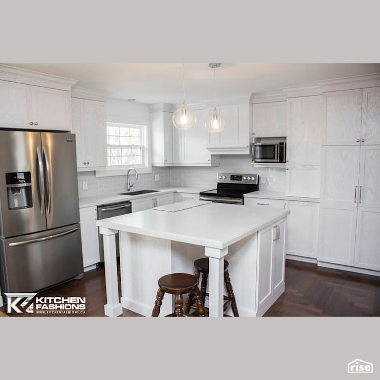 White Frosted Kitchen with Low-Flow Kitchen Faucet by Home Fashions