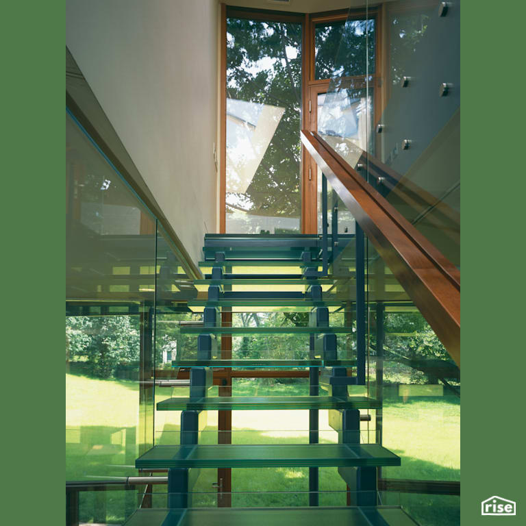 Copper House - Staircase with Fixed Window by Charles Rose Architects