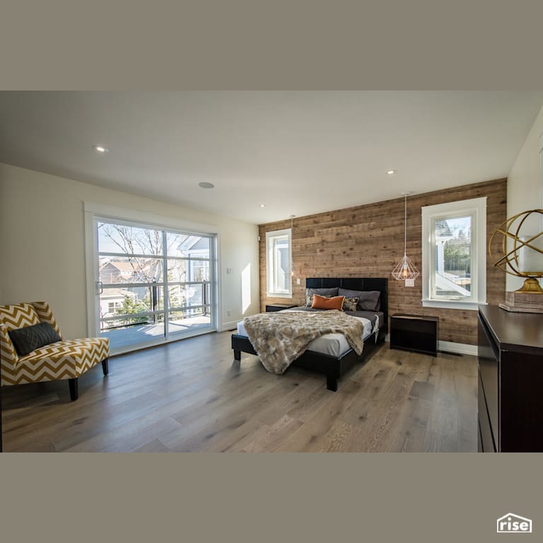 The Tempranillo - Master Bedroom with Laminate Flooring by Bowers Construction