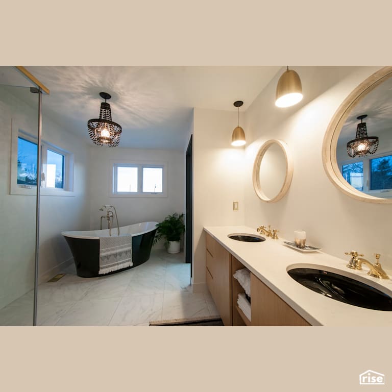 Paradiso Bathroom with Ceramic Tile Floors by Bowers Construction