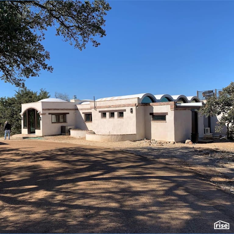 Willow City Texas compressed earth block home exterior with Compressed Earth Blocks by TexaTerra Block