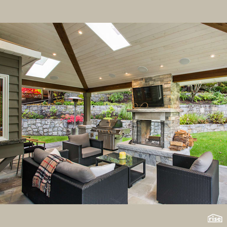 Outdoor Living Area with Patio Stone by Synthesis Design
