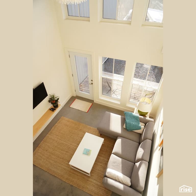 Hunter Street - Living Room with Concrete Flooring by Brad Goodsell Design | Build Inc