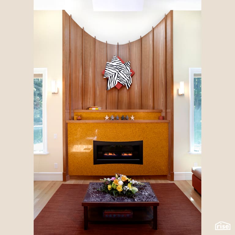 Fireplace Surround with Recycled Glass Countertop by IceStone