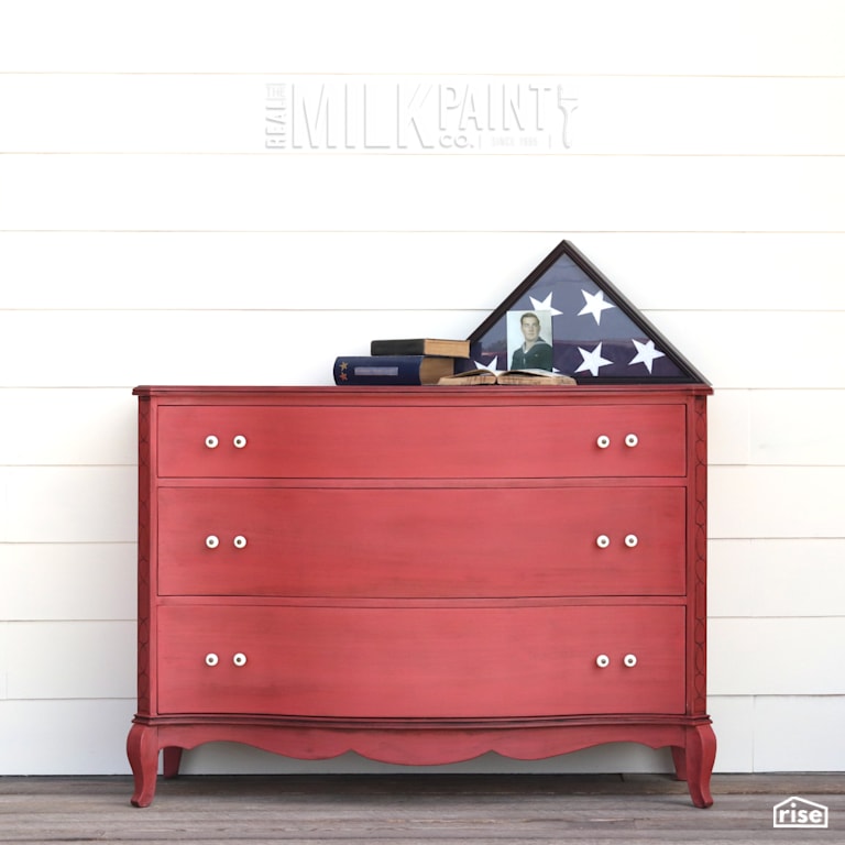 Real Milk Paint Betsy Ross Red refinished Dresser with Milk Paint by Real Milk Paint Co