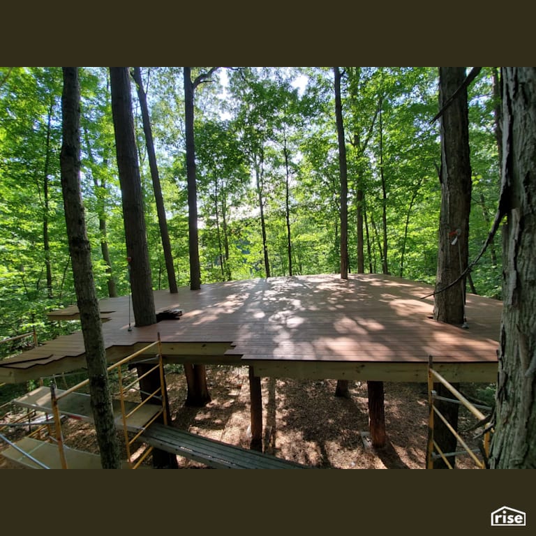Camp Vohokase Main Deck with Thermally Modified Wood Decking by Americana by Bingaman