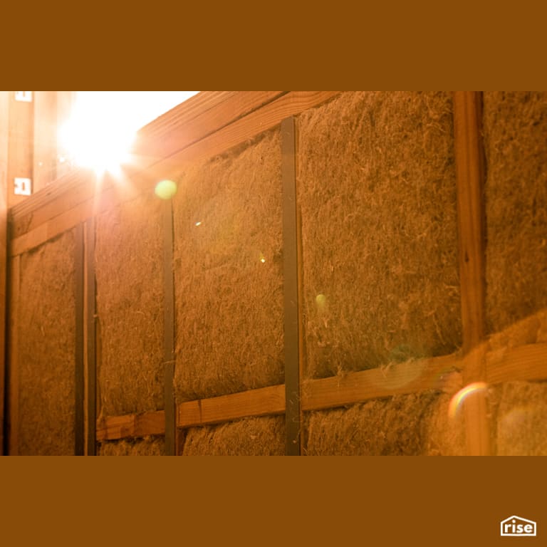 HempWool Batts Pressed Into place with Hemp Batt Insulation by Hempitecture