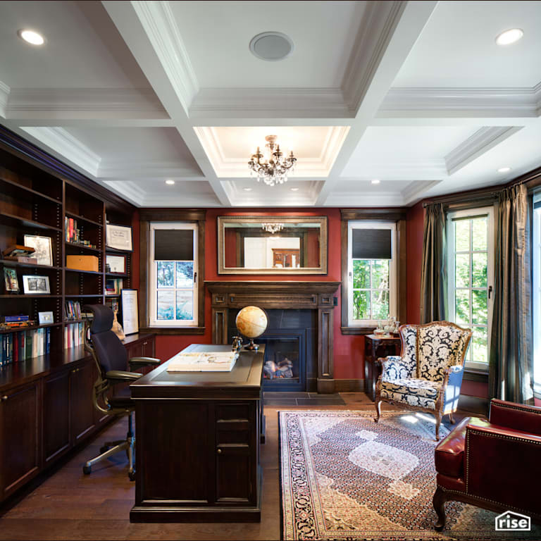 Traditional Study With Designer Ceiling with Integrated LED by Naikoon Contracting