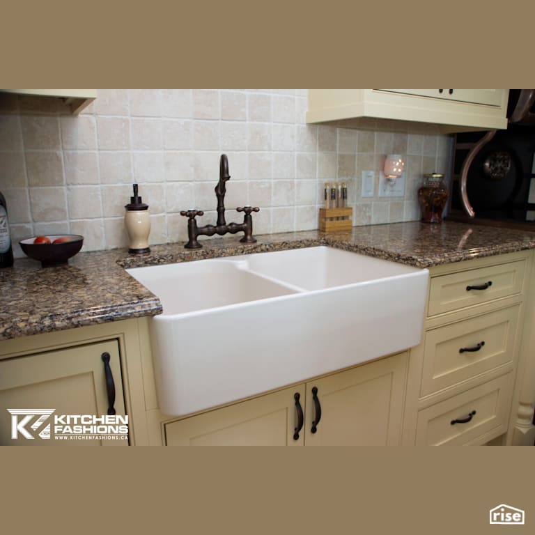 Country Kitchen with Low-Flow Bathroom Faucet by Home Fashions