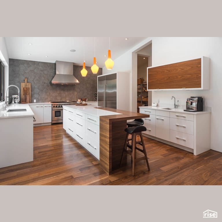 Fort Langley Modern Blend - Kitchen with Engineered Hardwood by My House Design/Build Team Ltd.