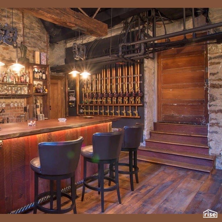 Finished reclaimed home bar with Interior Wood Finish by Vermont Natural Coatings