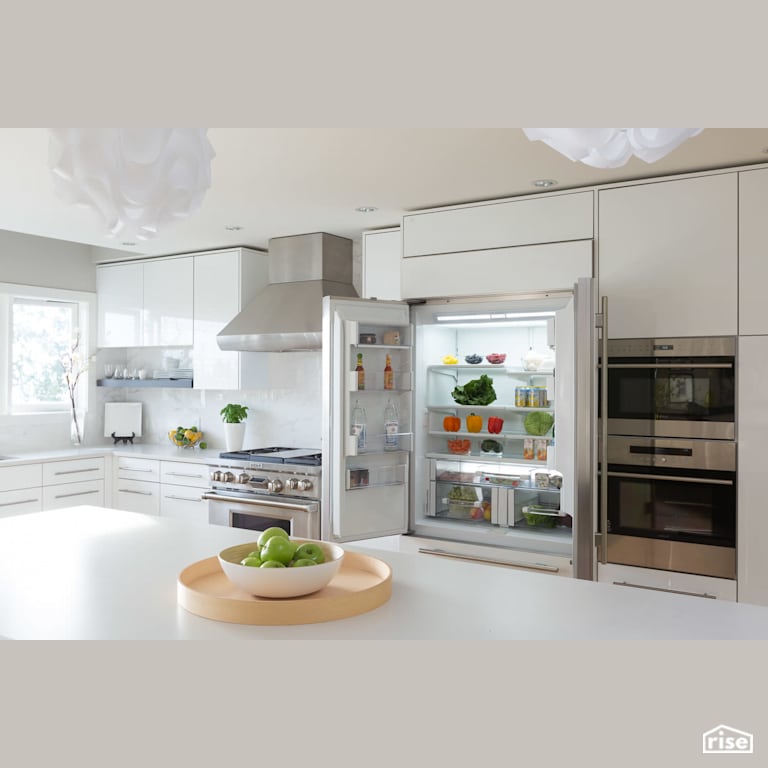 Mathers White Kitchen with Wall Oven by Synthesis Design