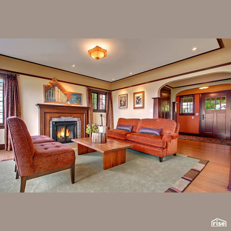 West Seattle Craftsman family room and entryway with Integrated LED by Gant Nychay Architecture PLLC