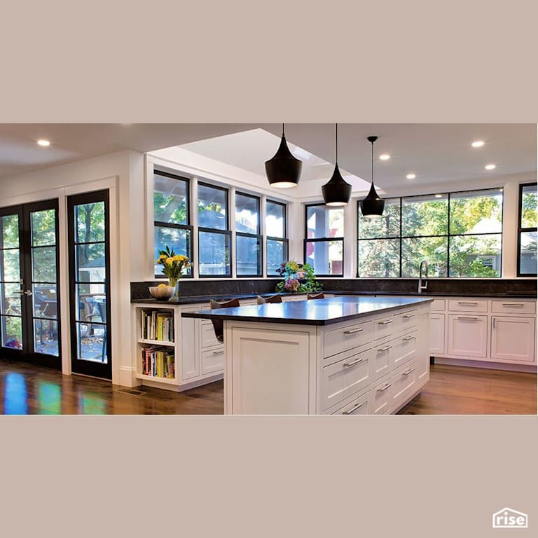 Belmont Addition / Renovation - Kitchen with Low-Flow Kitchen Faucet by Helios Design Group