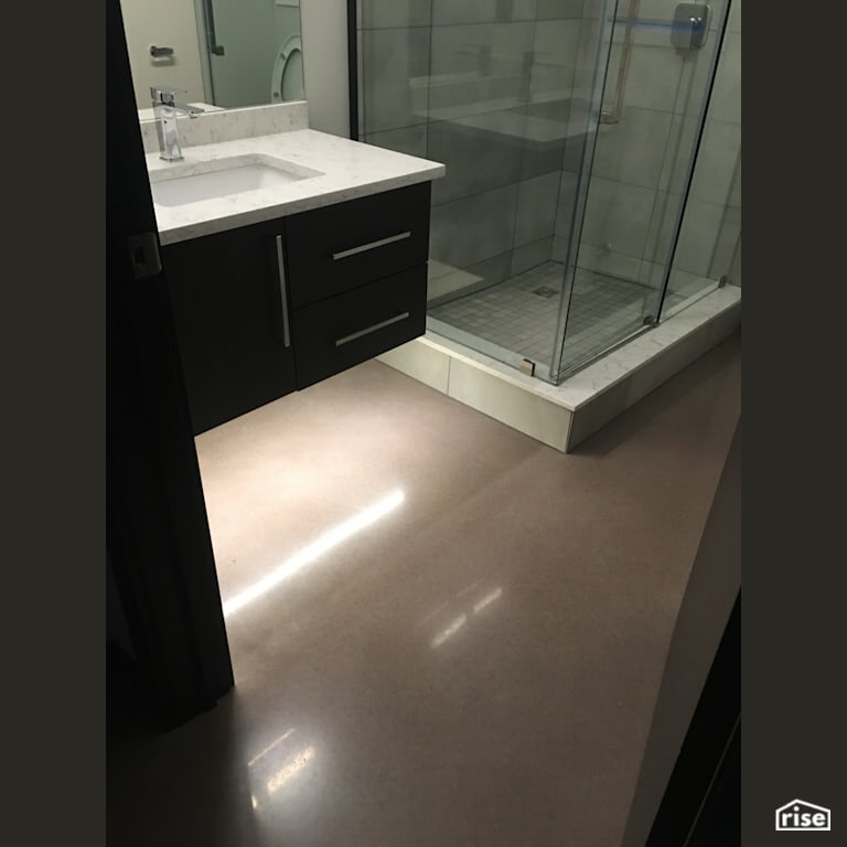 800 grit cream polish with grey dye with Concrete Flooring by DeltaCrete