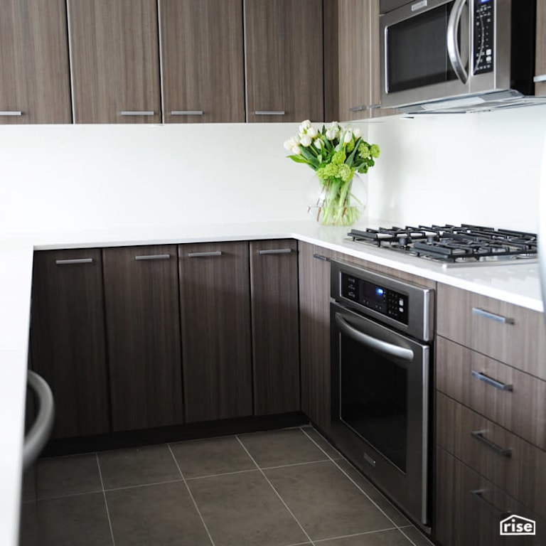 Kitchen with Wood Veneer Cabinet by PlaidFox