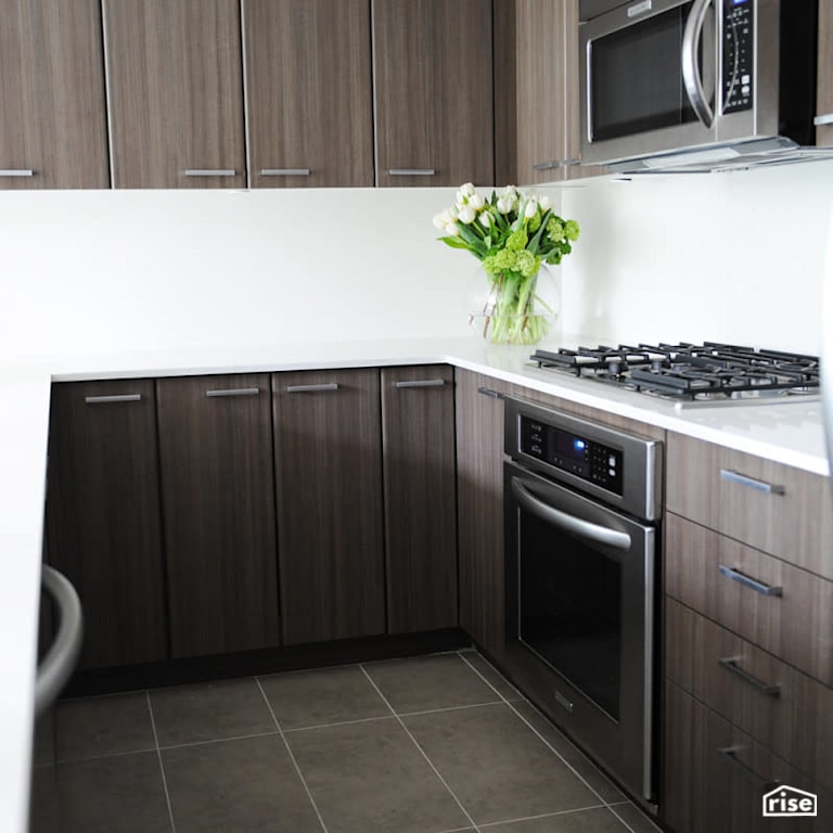 Kitchen with Wood Veneer Cabinet by PlaidFox