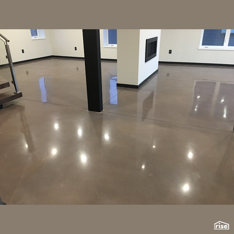 800 grit cream polish with grey dye with Concrete Flooring by DeltaCrete