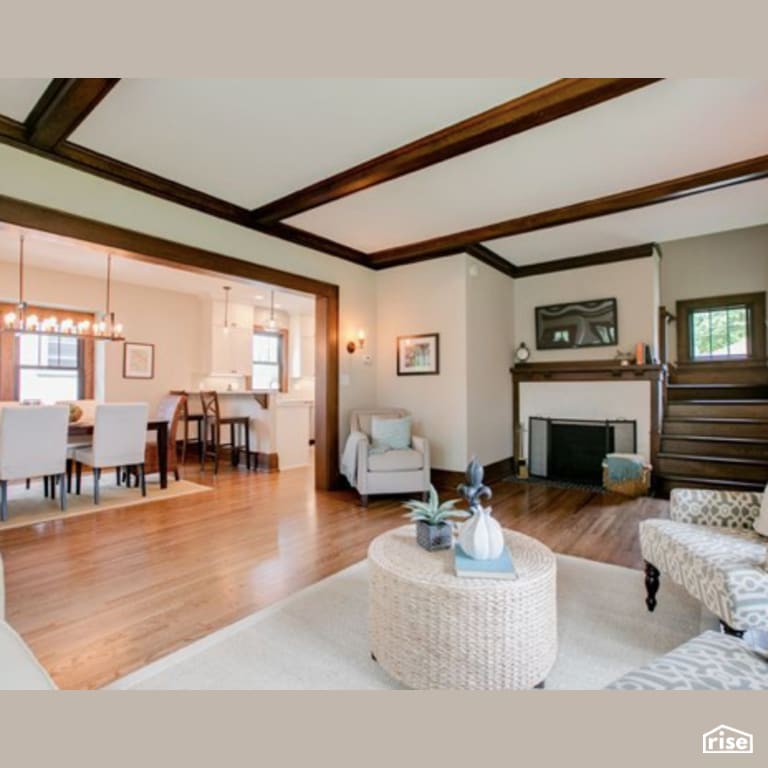 Living Room with FSC Certified Hardwood by Constructive Builders