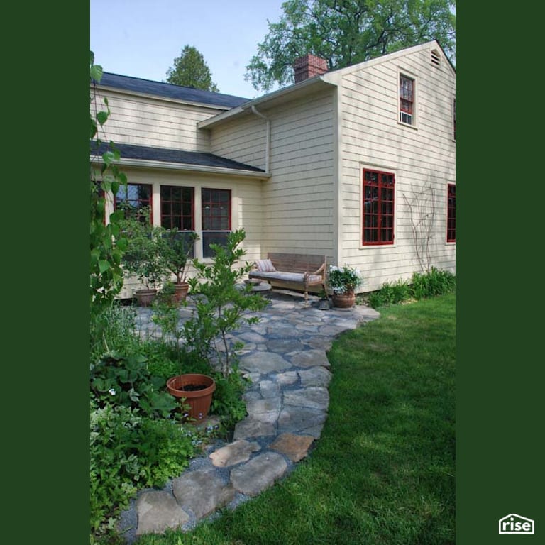 Backyard Walkway with Patio Stone by Earthworks Landscape & Design
