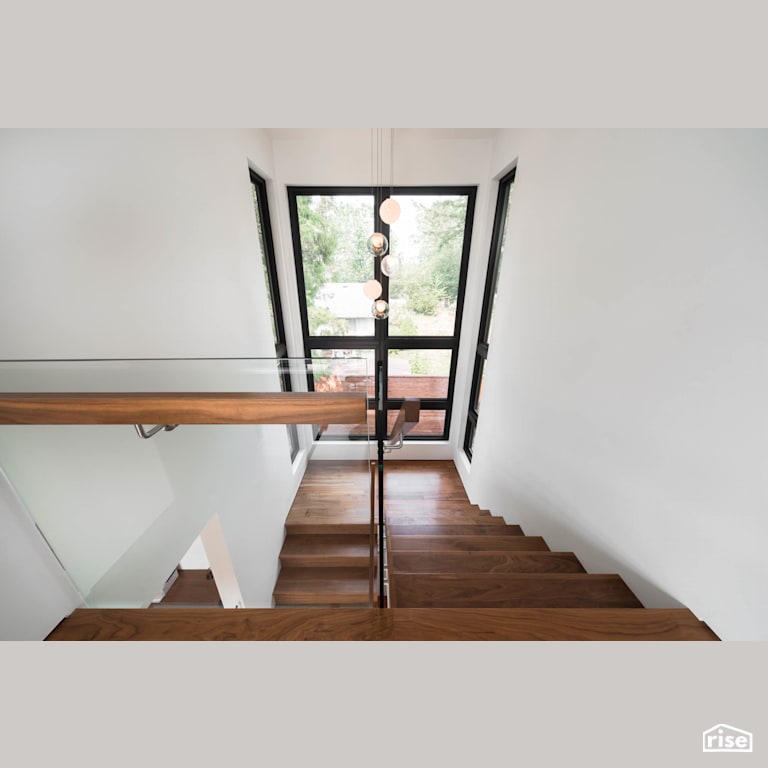 Fort Langley Modern Blend - Staircase with Engineered Hardwood by My House Design/Build Team Ltd.