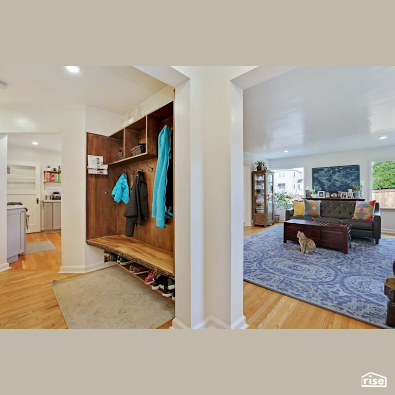 Entryway with live edge bench with Integrated LED by Gant Nychay Architecture PLLC