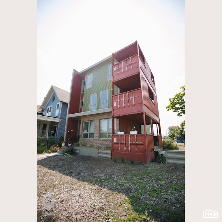 Shipping Container Home With Brick and Composite Siding with Brick Siding by Three Squared Inc.