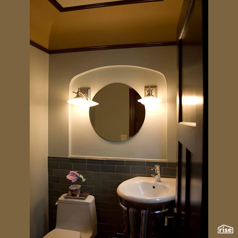 Craftsman half bath with Low-Flow Bathroom Faucet by Gant Nychay Architecture PLLC