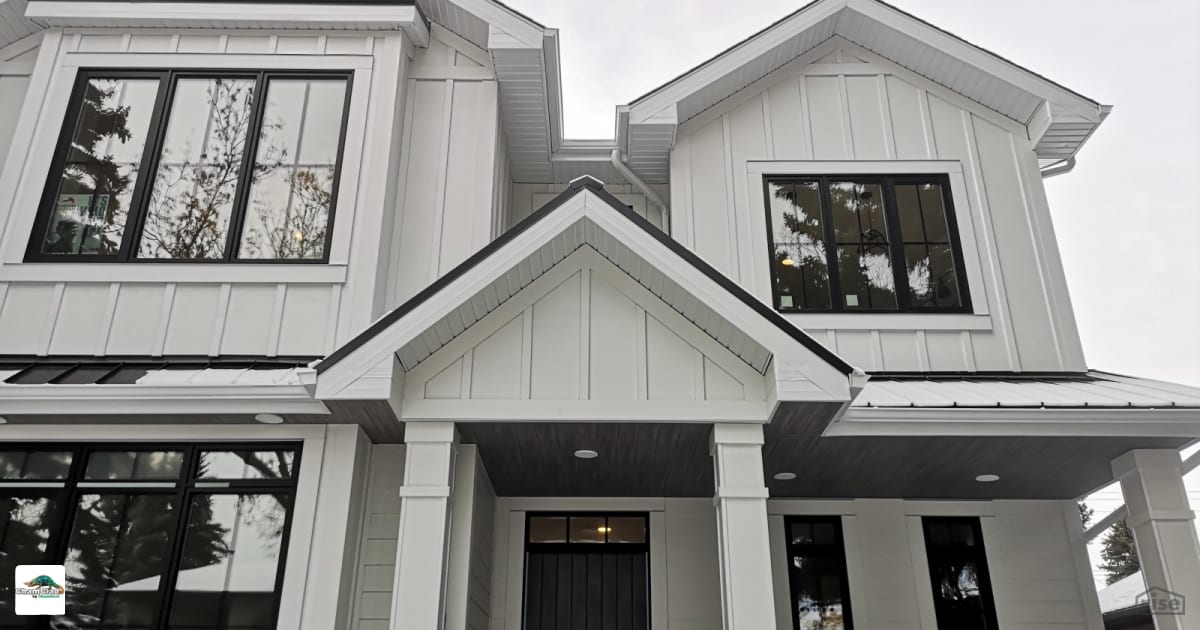 Entryway with white composite siding with Fixed Window by ChamClad by ...