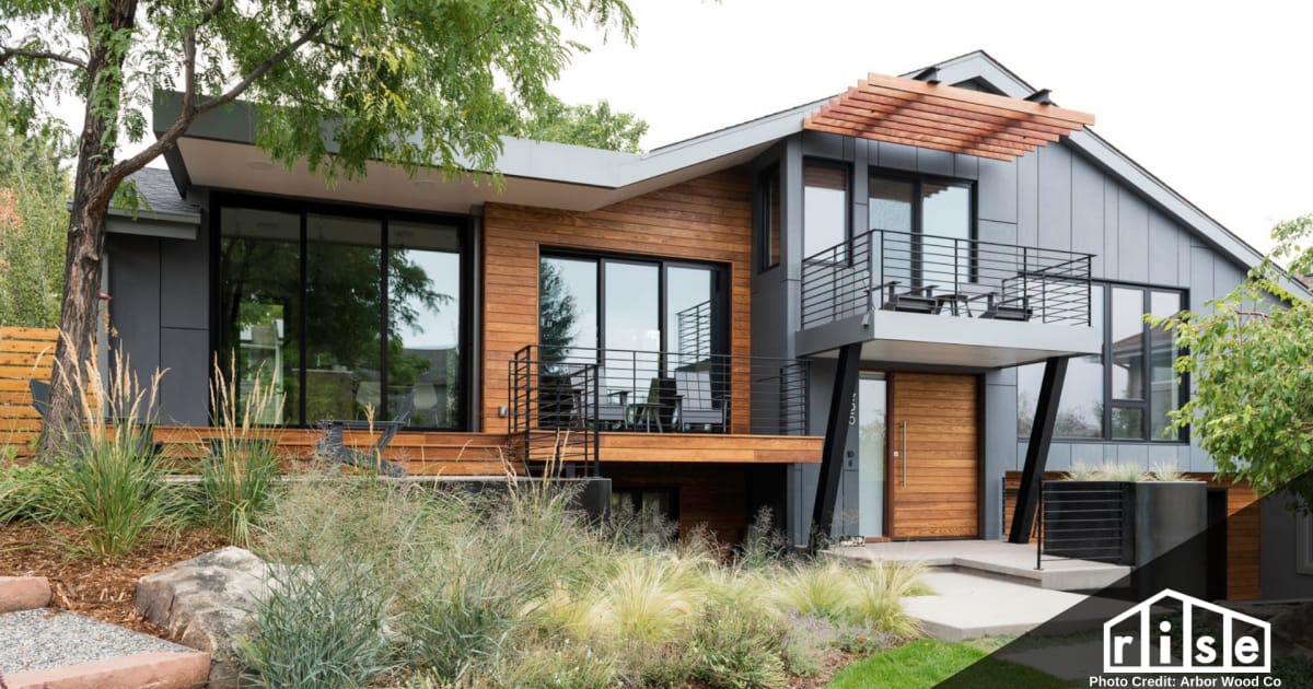 Modern house with wood siding