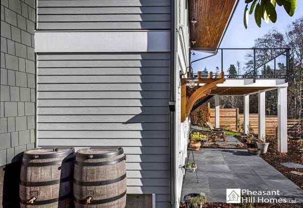 rain barrels outside