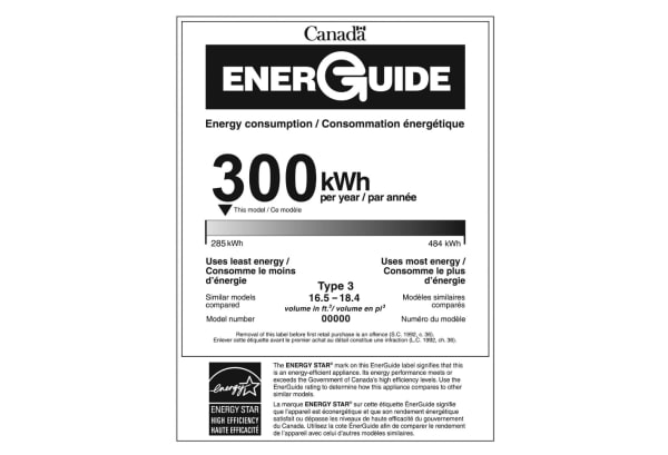 EnerGuide Fridge Label