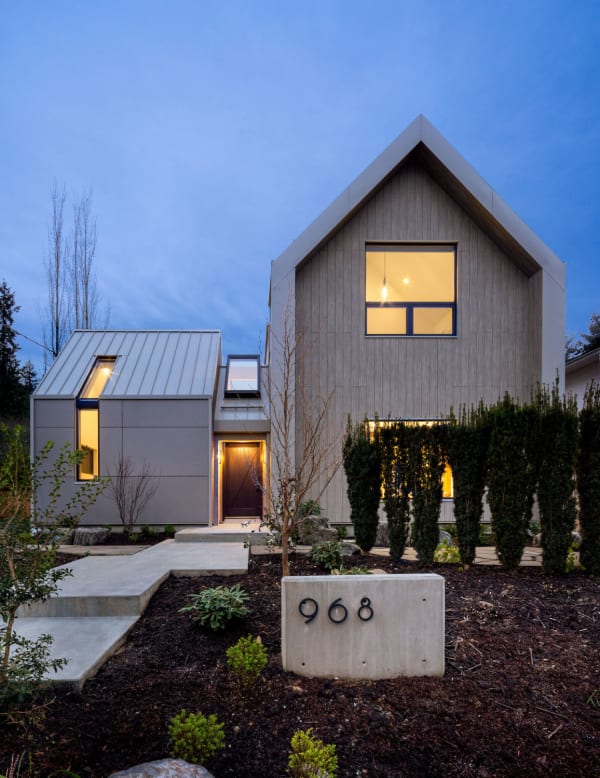 King Residence Exterior at Dusk