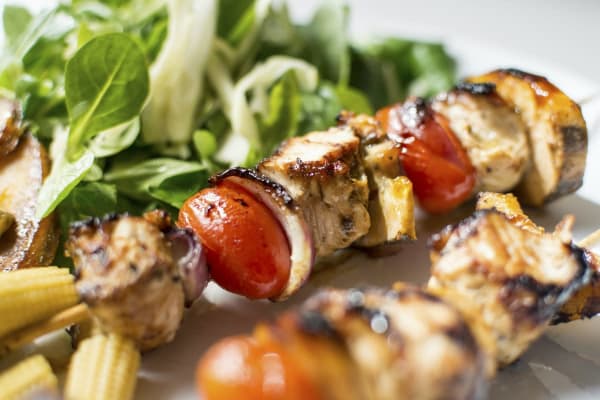 Skewers and Salad