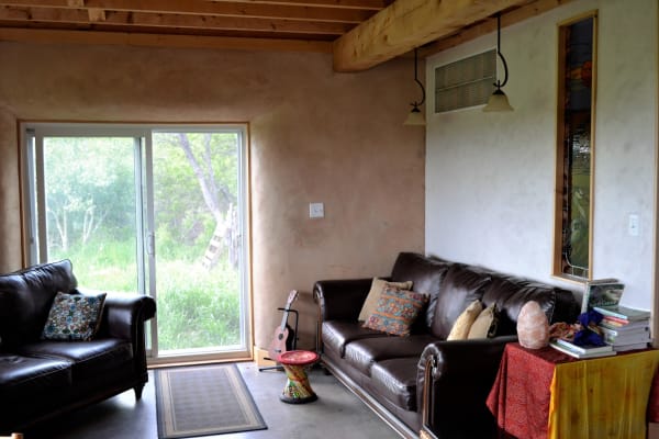 strawbale house living room