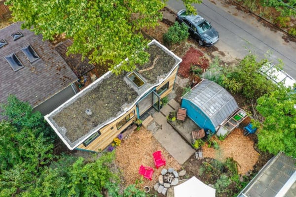 tiny house with green roof
