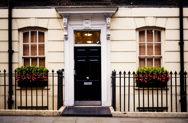 black steel door