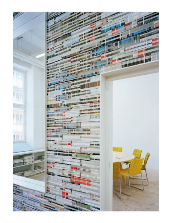 upcycled magazine wall