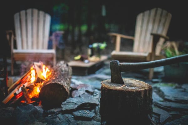 catskills container cabin outdoor firewood