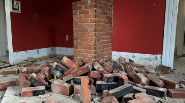 waste and debris from removing chimney